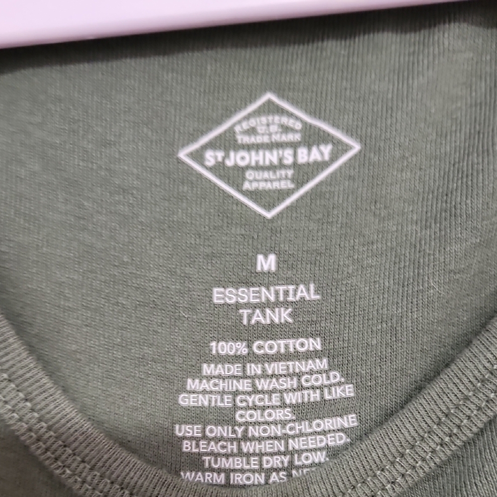 St. John's Bay Olive Green Tank Top - Picture 2 of 5